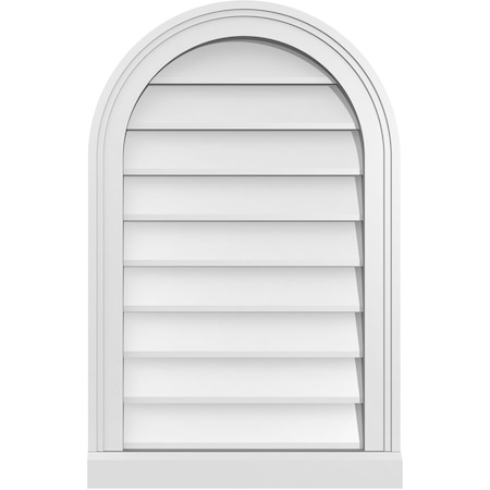 Ekena Millwork Round Top Surface Mount PVC Gable Vent w/ 2"W x 2"P Brickmould Sill Frame, 18"W x 28"H GVPRT18X2803SN